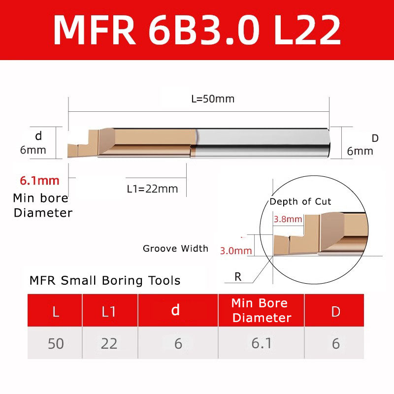 4051 MFR tungsten steel end face slot cutter, small diameter inner hole boring cutter, hard integral alloy small hole end face CNC MFL turning tool holder Shandong Denso Pricision Tools Co.,Ltd.
